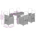 Set comedor jardín 7 pzas y cojines ratán sintético gris