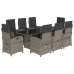 Set comedor jardín 9 pzas y cojines ratán sintético gris