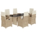Set comedor de jardín 7 pzas con cojines ratán sintético beige