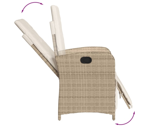 Set comedor de jardín 9 pzas con cojines ratán sintético beige