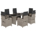Set comedor jardín 7 pzas y cojines ratán sintético gris claro