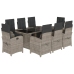 Set comedor de jardín 9 pzas cojines ratán sintético gris claro