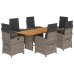 Set comedor jardín 7 pzas y cojines ratán sintético gris