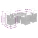 Set comedor jardín 7 pzas y cojines ratán sintético gris