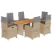 Set comedor de jardín 7 pzas con cojines ratán sintético beige