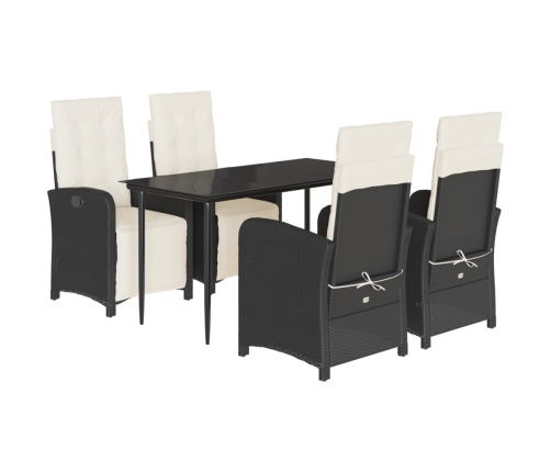 Set de muebles jardín 5 pzas con cojines ratán sintético negro