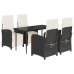 Set de muebles jardín 5 pzas con cojines ratán sintético negro