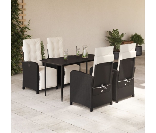 Set de muebles jardín 5 pzas con cojines ratán sintético negro