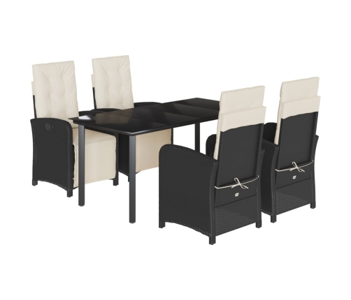 Set de muebles jardín 5 pzas con cojines ratán sintético negro