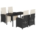 Set de muebles jardín 5 pzas con cojines ratán sintético negro