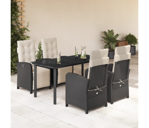 Set de muebles jardín 5 pzas con cojines ratán sintético negro