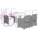 Set de muebles jardín 5 pzas con cojines ratán sintético negro
