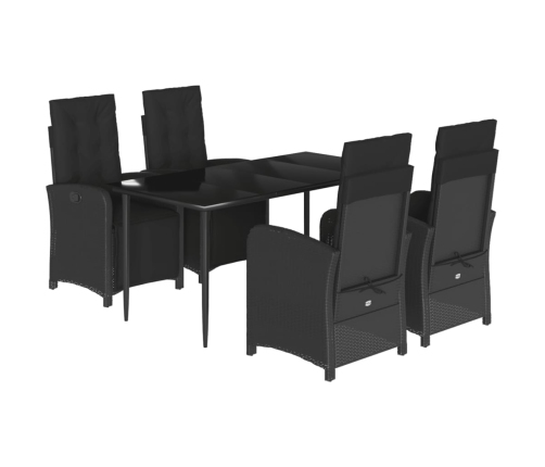 Set de muebles jardín 5 pzas con cojines ratán sintético negro