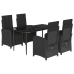 Set de muebles jardín 5 pzas con cojines ratán sintético negro