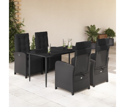 Set de muebles jardín 5 pzas con cojines ratán sintético negro