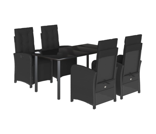 Set de muebles jardín 5 pzas con cojines ratán sintético negro