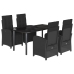 Set de muebles jardín 5 pzas con cojines ratán sintético negro