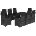 Set de comedor de jardín 9 pzas y cojines ratán sintético negro