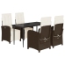 Set comedor de jardín 5 piezas y cojines ratán sintético marrón