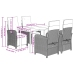 Set comedor de jardín 5 piezas y cojines ratán sintético marrón