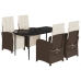 Set comedor de jardín 5 piezas y cojines ratán sintético marrón
