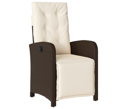 Set comedor de jardín 7 pzas con cojines ratán sintético marrón