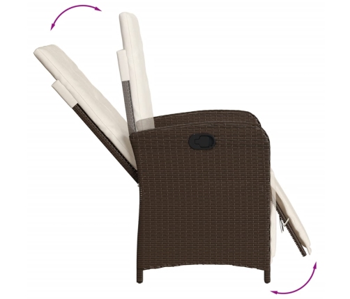Set comedor de jardín 7 pzas con cojines ratán sintético marrón