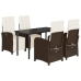 Set comedor de jardín 5 piezas y cojines ratán sintético marrón