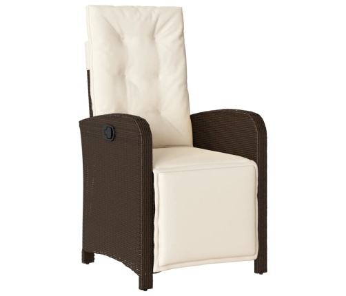 Set comedor de jardín 5 piezas y cojines ratán sintético marrón
