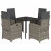 Set comedor de jardín 5 piezas con cojines ratán sintético gris