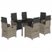 Set comedor jardín 7 pzas y cojines ratán sintético gris