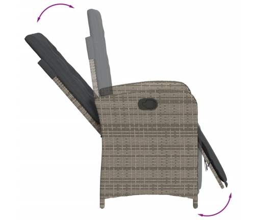 Set comedor jardín 7 pzas y cojines ratán sintético gris