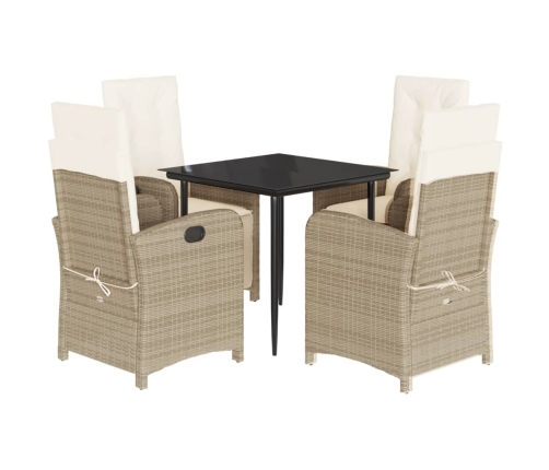 Set comedor de jardín 5 pzas con cojines ratán sintético beige
