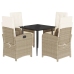 Set comedor de jardín 5 pzas con cojines ratán sintético beige