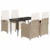 Set comedor de jardín 5 pzas con cojines ratán sintético beige