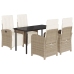 Set comedor de jardín 5 pzas con cojines ratán sintético beige