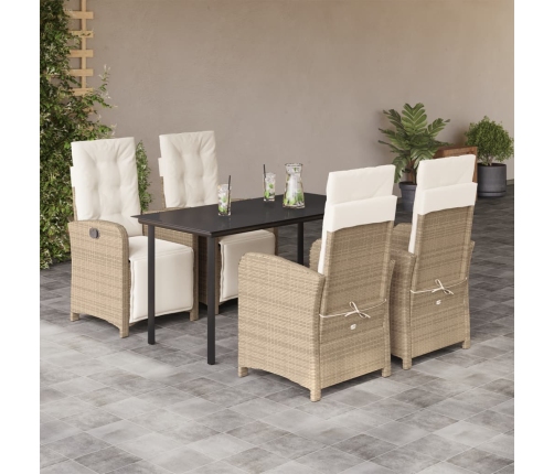 Set comedor de jardín 5 pzas con cojines ratán sintético beige