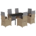 Set comedor de jardín 7 pzas con cojines ratán sintético beige