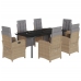 Set comedor de jardín 7 pzas con cojines ratán sintético beige