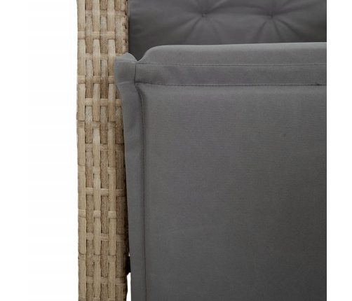 Set comedor de jardín 7 pzas con cojines ratán sintético beige