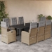 Set comedor de jardín 9 pzas con cojines ratán sintético beige