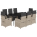 Set comedor de jardín 9 pzas cojines ratán sintético gris claro