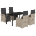 Set comedor de jardín 5 pzas cojines ratán sintético gris claro