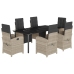 Set comedor jardín 7 pzas y cojines ratán sintético gris claro