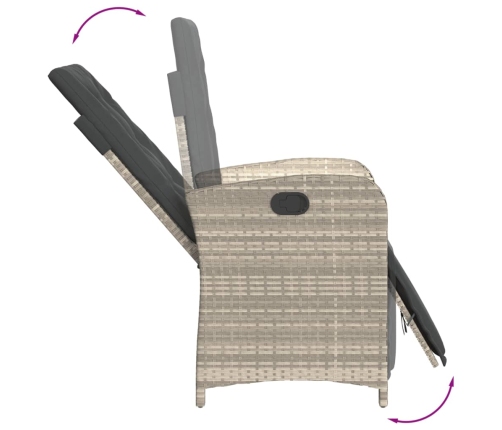 Set comedor jardín 7 pzas y cojines ratán sintético gris claro