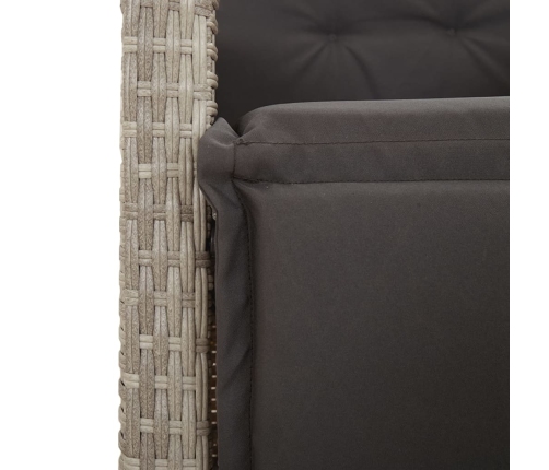 Set comedor jardín 7 pzas y cojines ratán sintético gris claro