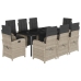 Set comedor de jardín 9 pzas cojines ratán sintético gris claro
