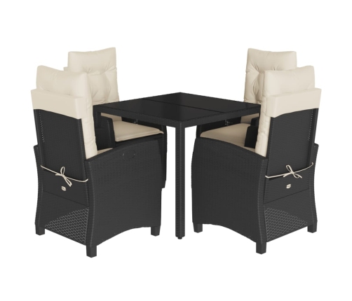 Set de muebles jardín 5 pzas con cojines ratán sintético negro