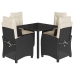 Set de muebles jardín 5 pzas con cojines ratán sintético negro