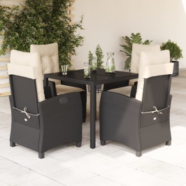 Set de muebles jardín 5 pzas con cojines ratán sintético negro